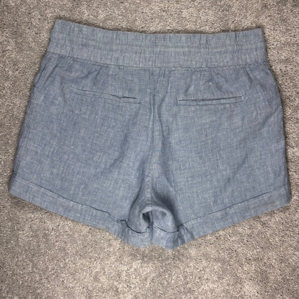 Athleta Cabo Linen 4" Short Blue Heathered Drawstring Waist 447245 Womens Size 8 - Picture 3 of 11